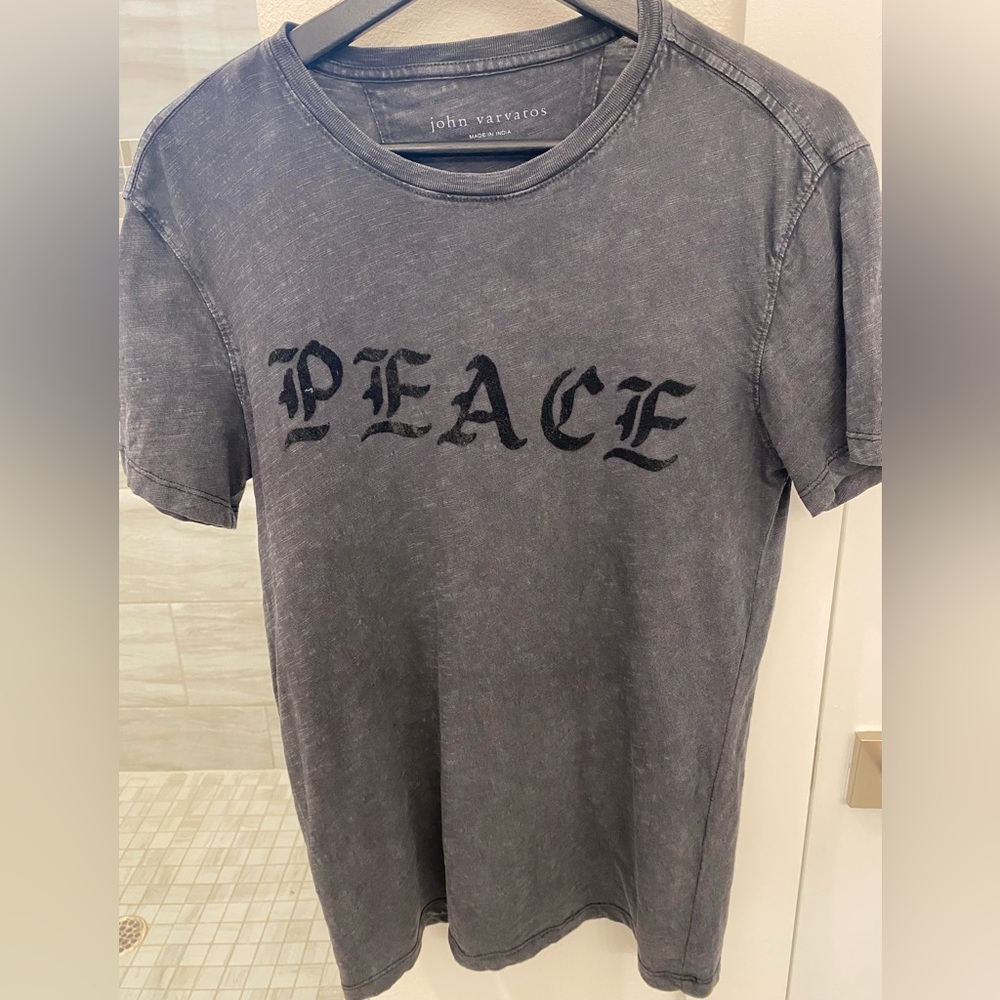John Varvatos Gray 'Peace' T-Shirt